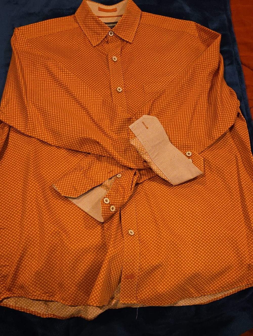 Johnston & Murphy Orange Micro-Pattern Dress Shirt size L